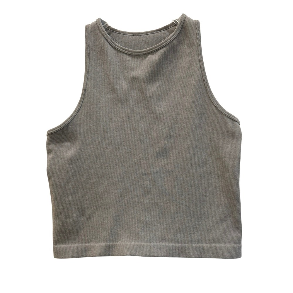 Intimately Free People Ribbed Racerback Crop Tank Top Gray M/L